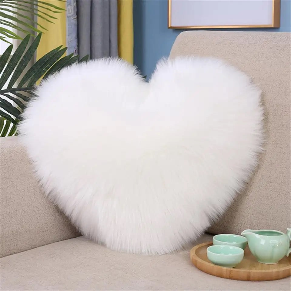 Pink and white heart shaped matching plush cushion