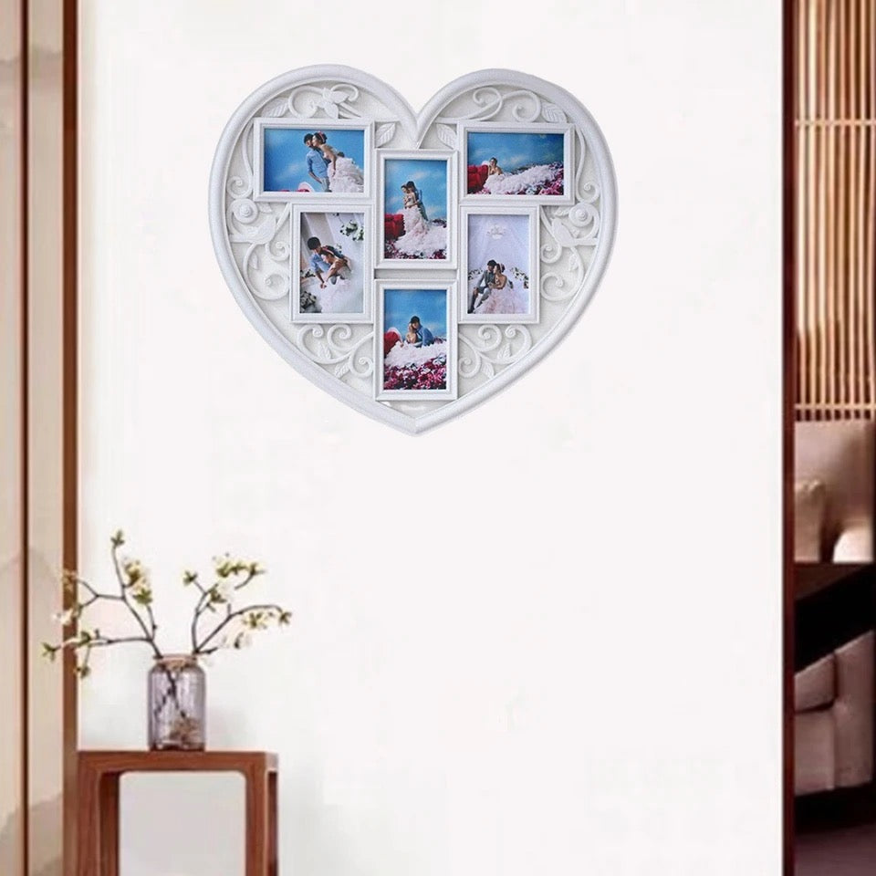 Heart shaped wall frame, collage photo frame.