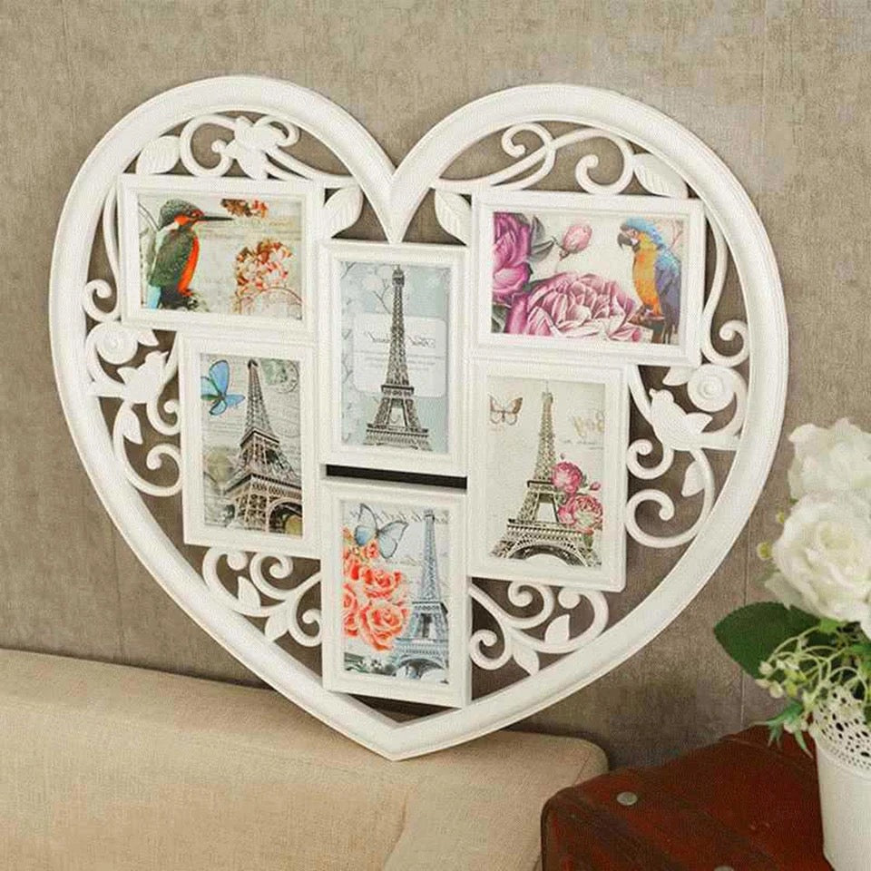 Heart shaped wall frame, collage photo frame.