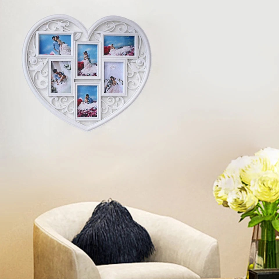 Heart shaped wall frame, collage photo frame.