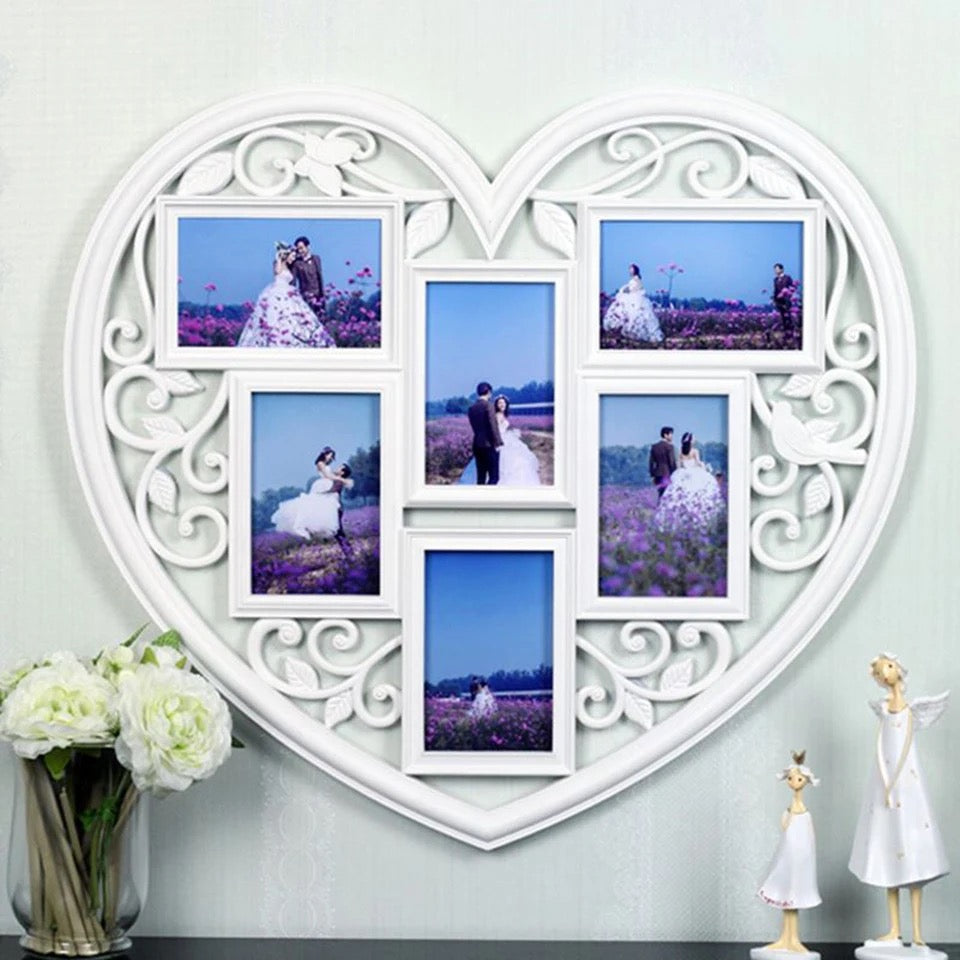 Heart shaped wall frame, collage photo frame.