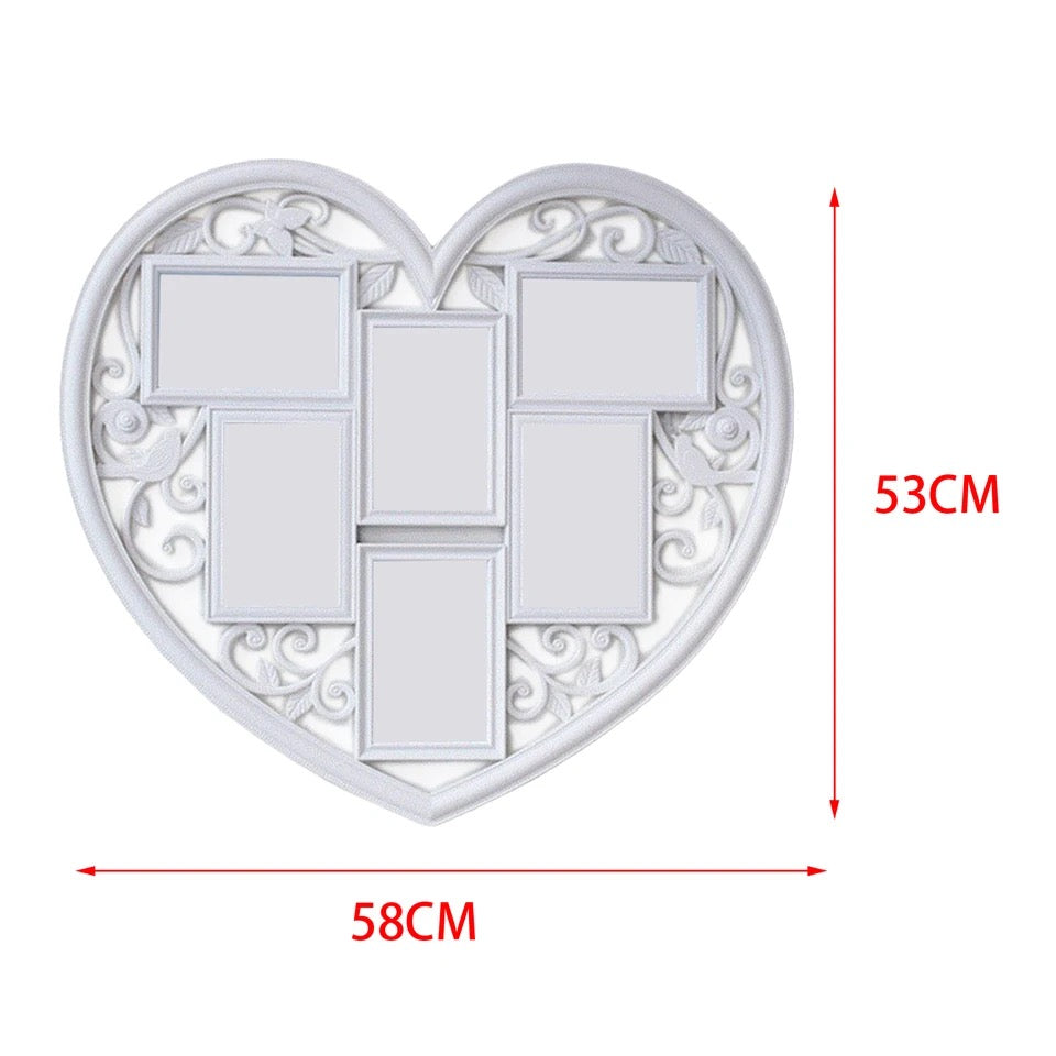 Heart shaped wall frame, collage photo frame.